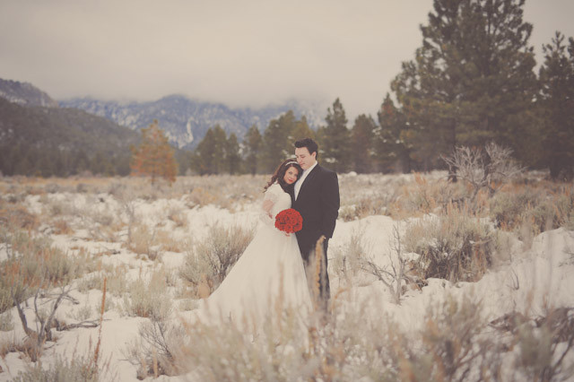 pine valley snow bridal photos