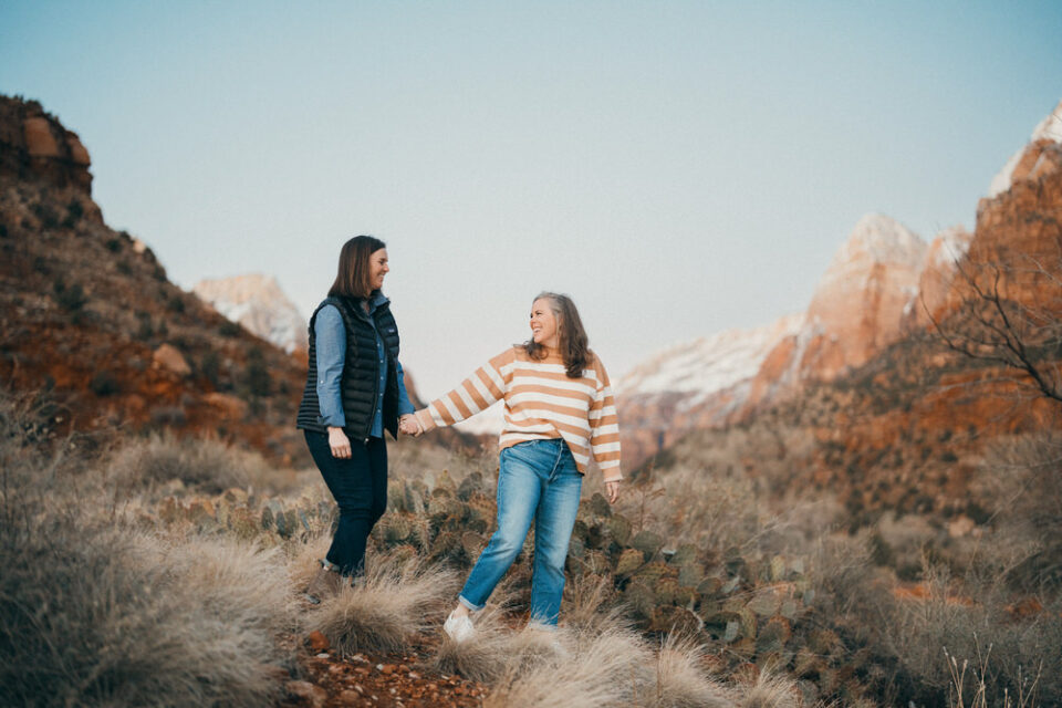 lesbian engagement photos in Zion National Park
